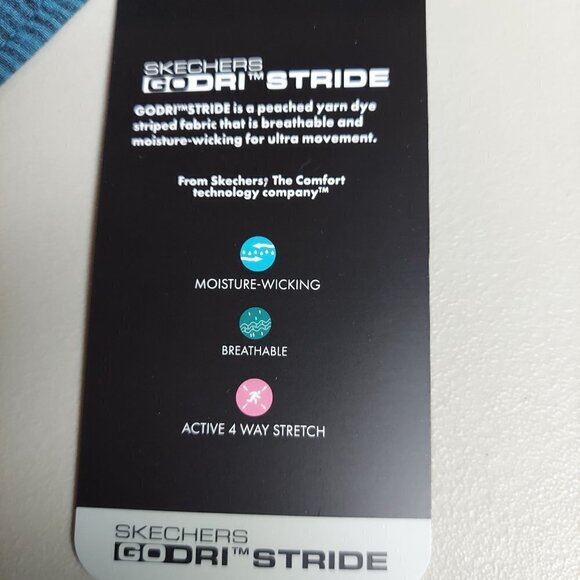 Skechers Women's Plus Size Teal Green Pinstripe GoDri Stride Athletic Tee - Picture 9 of 10